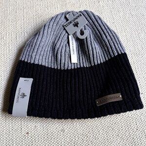 NWT Rainforest Sherpa-Lined Winter Knit Beanie Hat Grey/Blue One Size Fits All